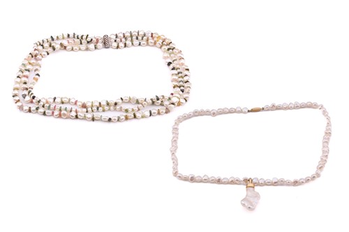 Lot 177 - Two cultured pearl necklaces; the first...