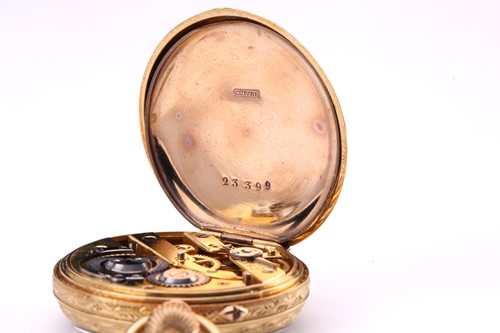 Lot 313 - An open-face fob pocket watch, with a keyless...