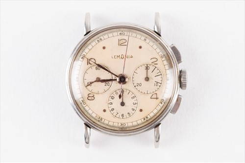 Lot 325 - A Lemania stainless steel chronograph...