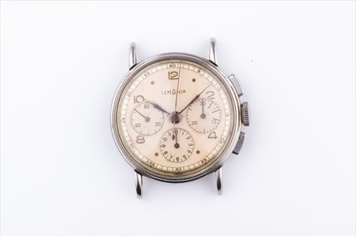 Lot 325 - A Lemania stainless steel chronograph...