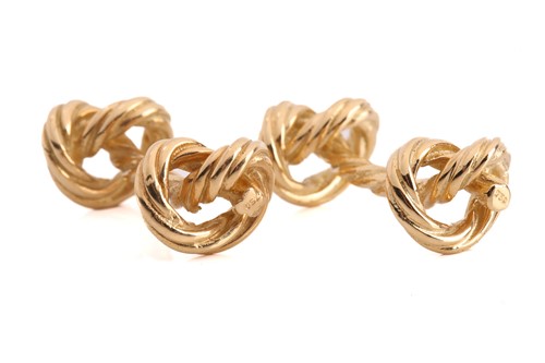 Lot 19 - A pair of 'Marine knot' cufflinks, textured...