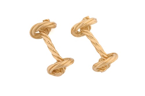 Lot 19 - A pair of 'Marine knot' cufflinks, textured...