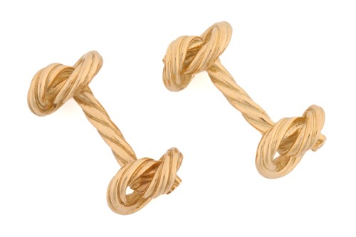 Lot 19 - A pair of 'Marine knot' cufflinks, textured...