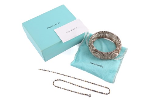 Lot 269 - A Tiffany & Co. 'Somerset' wide mesh bracelet...