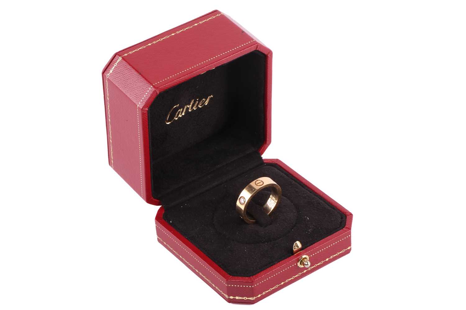 Lot 1 - Cartier - 'Love' ring, the polished band set...
