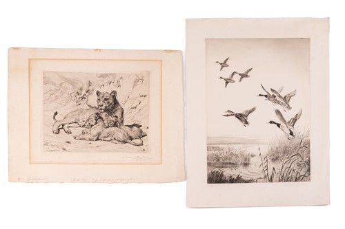 Lot 516 - Roland Green (British, 1896-1976), Mallards in...