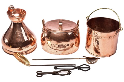 Lot 618 - A large 19th-century four-gallon copper...