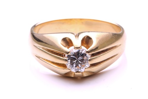 Lot 191 - A diamond belcher ring, featuring a round...