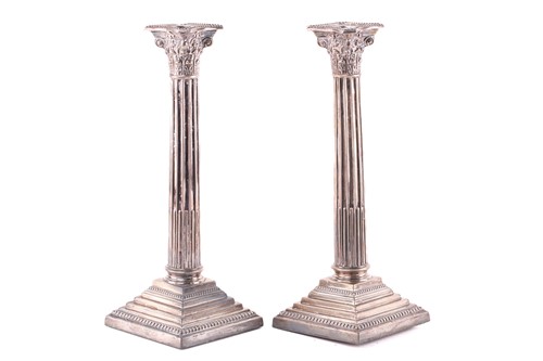 Lot 359 - A pair of Victorian silver table candlesticks,...