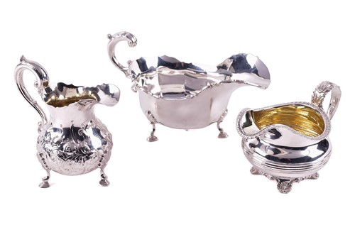 Lot 325 - A William IV silver creamer, of baluster form...