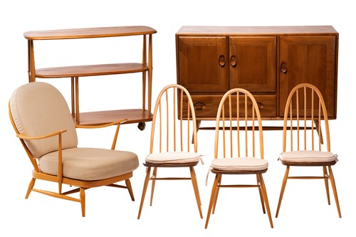 Lot 543 - Ercol light ash and beech furniture comprising,...