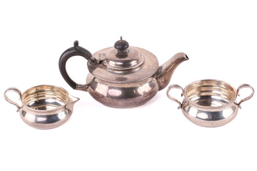 Lot 363 - An Edwardian silver three piece tea set,...