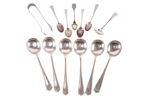 Lot 385 - A set of six silver soup spoons, Gladwin Ltd,...