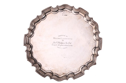 Lot 344 - A large silver salver, Walker & Hall,...