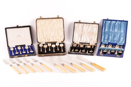 Lot 362 - A set of five Victorian silver fish knives &...