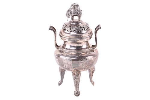 Lot 529 - A Chinese silver censer, Qing, 19th century,...