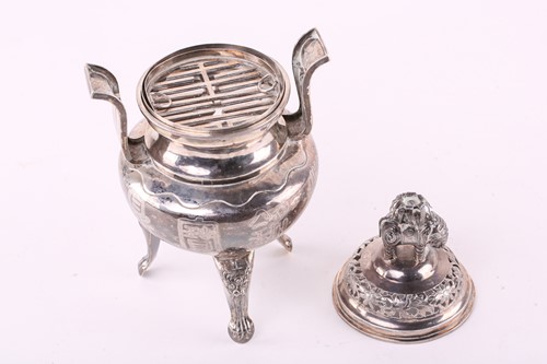 Lot 529 - A Chinese silver censer, Qing, 19th century,...