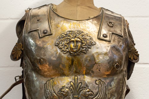 Lot 604 - A partial suit of film prop Roman armour in...