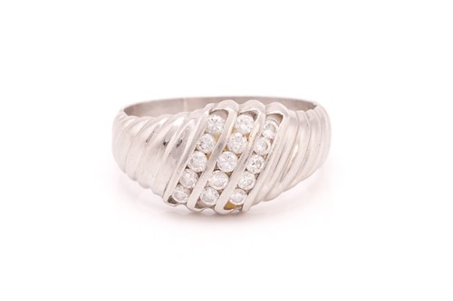 Lot 201 - A signet-style ring set with diamonds,...