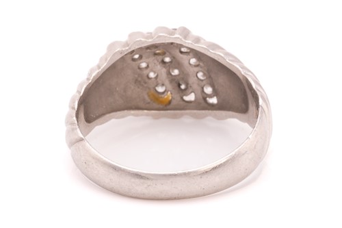 Lot 201 - A signet-style ring set with diamonds,...
