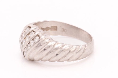 Lot 201 - A signet-style ring set with diamonds,...