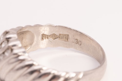 Lot 201 - A signet-style ring set with diamonds,...