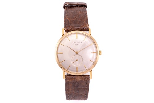 Lot 421 - An 18ct gold Longines wristwatch, featuring a...