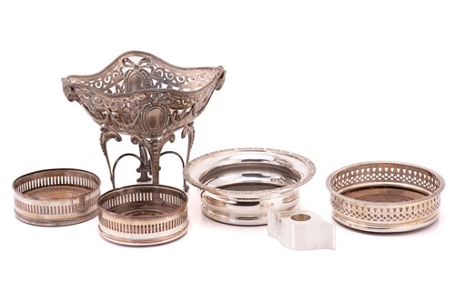 Lot 438 - A small silver centrepiece, shaped oval, with...