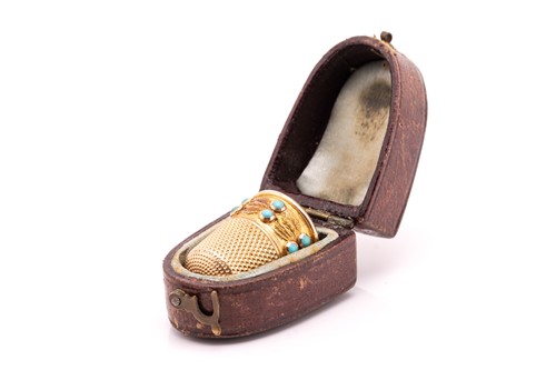 Lot 74 - A gem-set thimble, the upper half comprises a...