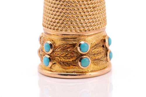 Lot 74 - A gem-set thimble, the upper half comprises a...