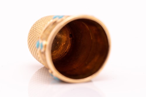 Lot 74 - A gem-set thimble, the upper half comprises a...