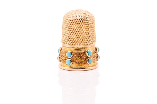 Lot 74 - A gem-set thimble, the upper half comprises a...