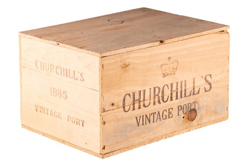 Lot 133 - A sealed case of Churchill's Vintage Port 1985,...