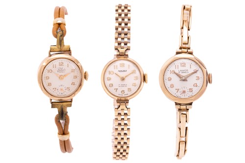 Lot 411 - Three lady's wristwatches, featuring a Lanco...