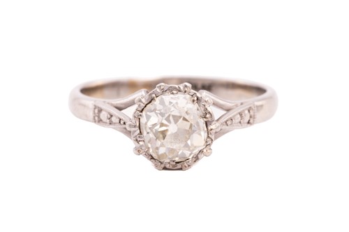 Lot 257 - An old-cut diamond solitaire ring, the diamond...