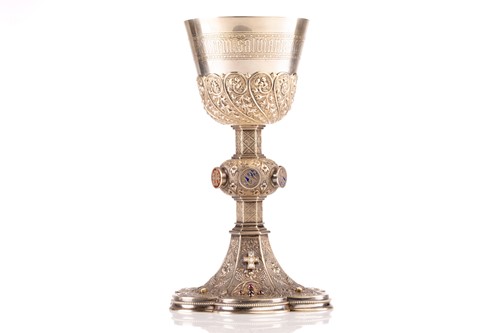 Lot 433 - A silver gilt chalice and paten, James...
