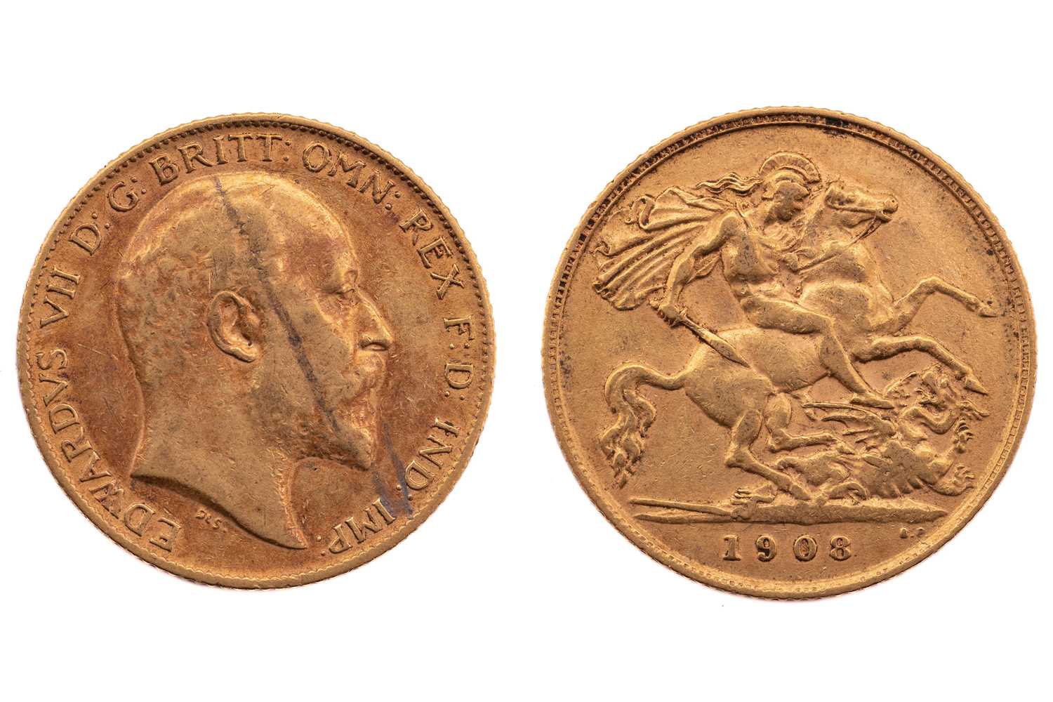 Lot 161 - An Edward VII half sovereign, dated 1908.