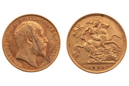 Lot 161 - An Edward VII half sovereign, dated 1908.