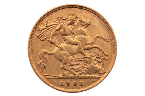 Lot 161 - An Edward VII half sovereign, dated 1908.