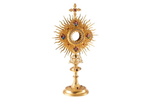 Lot 439 - A gilt metal Monstrance, in the Gothic revival...