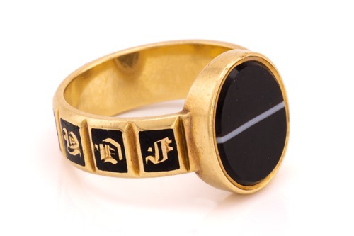 Lot 247 - A Victorian mourning ring, set with an oval...