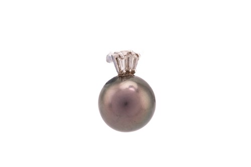 Lot 52 - A pair of Tahitian pearl stud earrings, each...