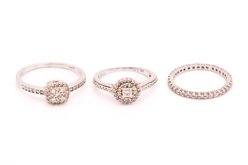 Lot 186 - Three diamond set rings, comprising of a pave...