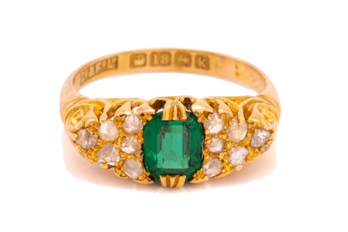 Lot 222 - An Edwardian green garnet-topped doublet and...