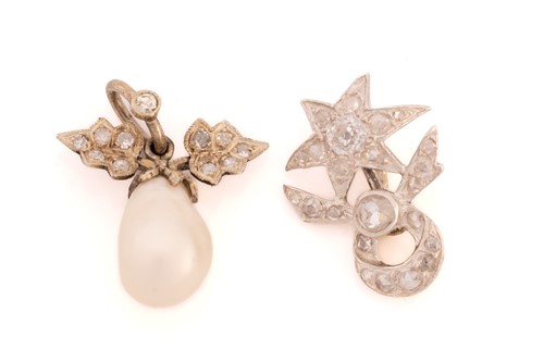 Lot 233 - A natural pearl pendant and a star pendant....