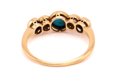 Lot 45 - A turquoise and diamond half hoop ring,...