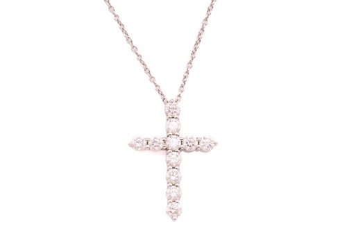 Lot 118 - Tiffany & Co. - a diamond cross pendant on...