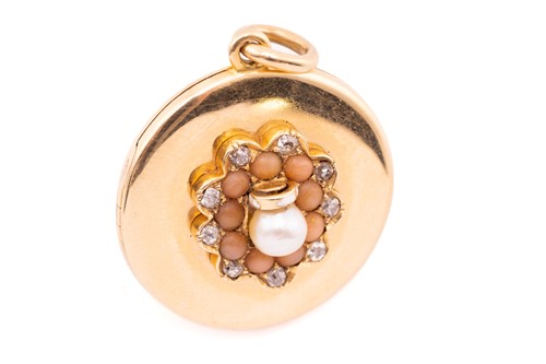 Lot 252 - A locket pendant set with a multi-gem cluster,...