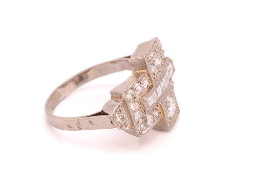 Lot 92 - A French Art Deco diamond ring, centred with a...