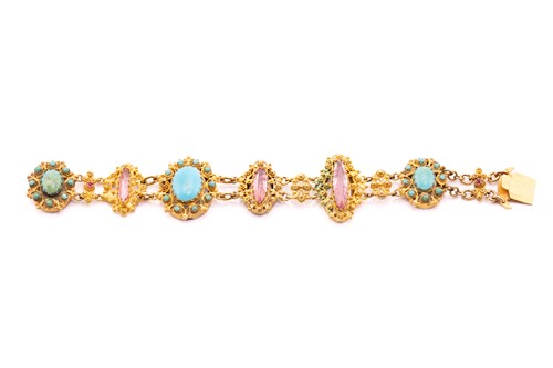 Lot 16 - A 19th-century bracelet set with pink paste...